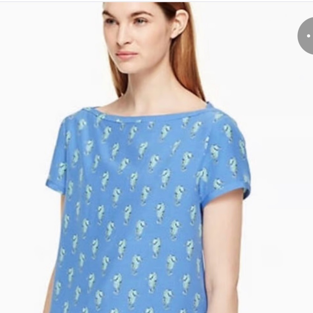 Kate Spade Seahorse Silk Blouse Size 6